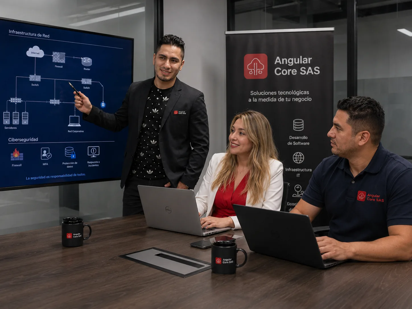 Equipo de Angular Core SAS en sala de reuniones